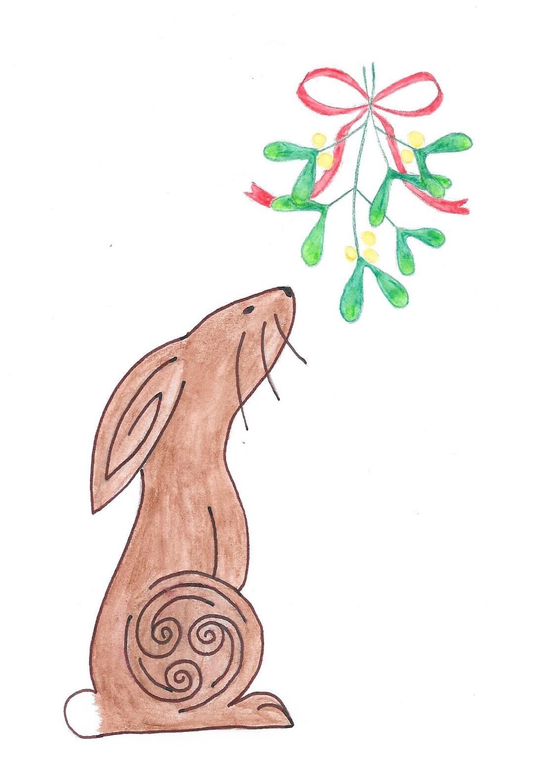 Hare and mistletoe card