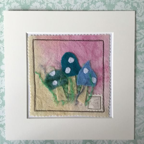 Shades of Blue Toadstools Mixed Media Picture