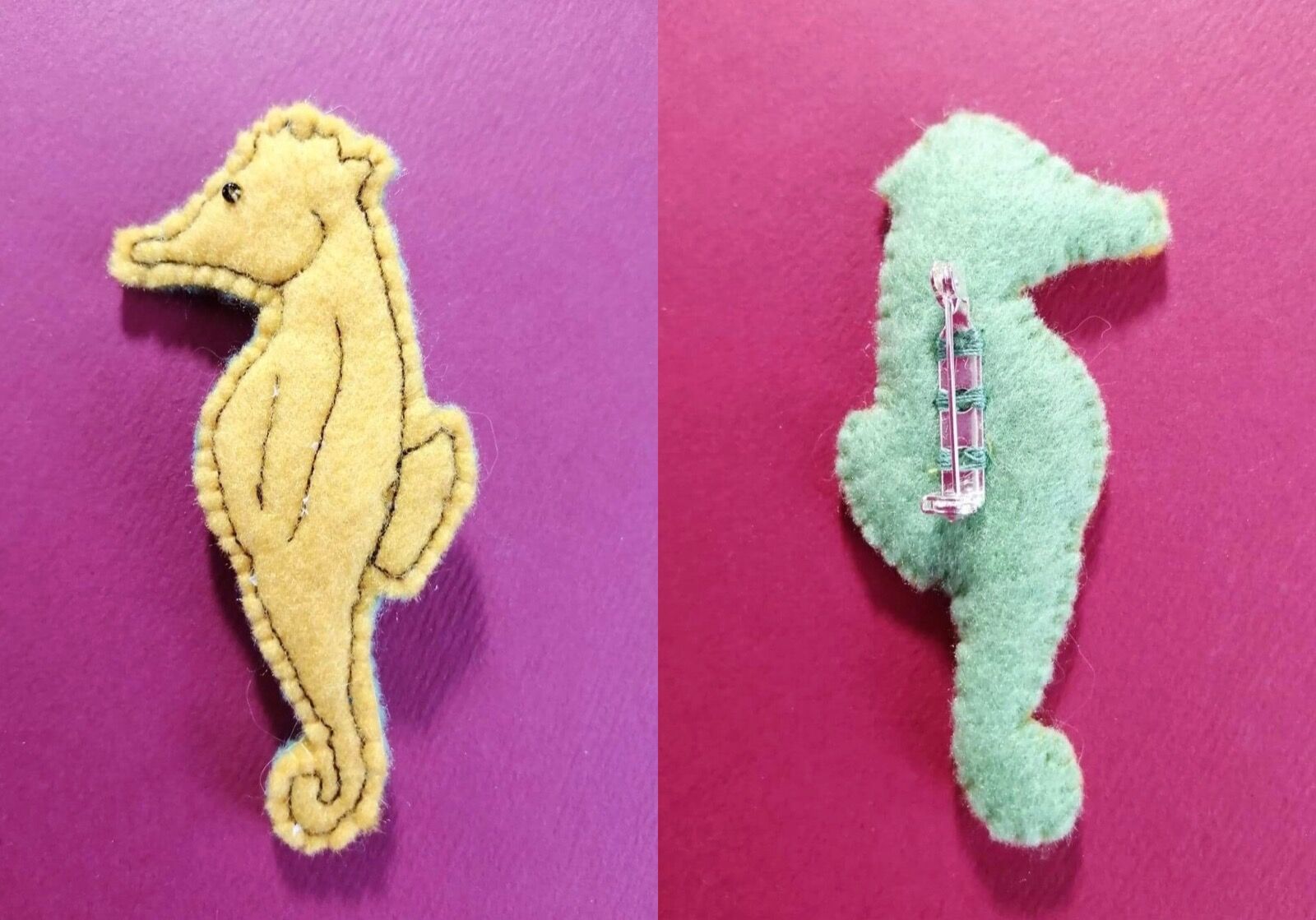 Yellow Seahorse brooch