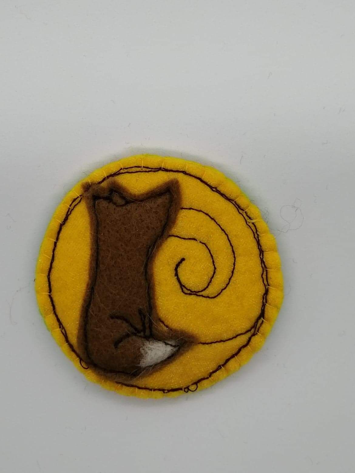 Fox and moon brooch