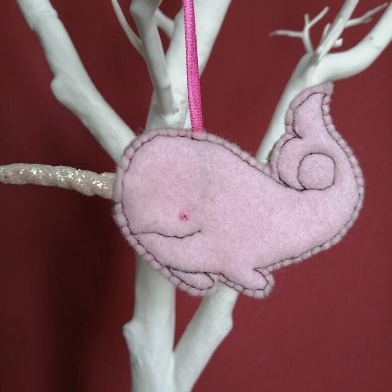 Pink hanging Narwhal decoration