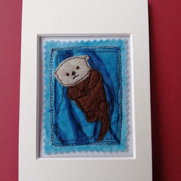 Mixed media sea otter picture