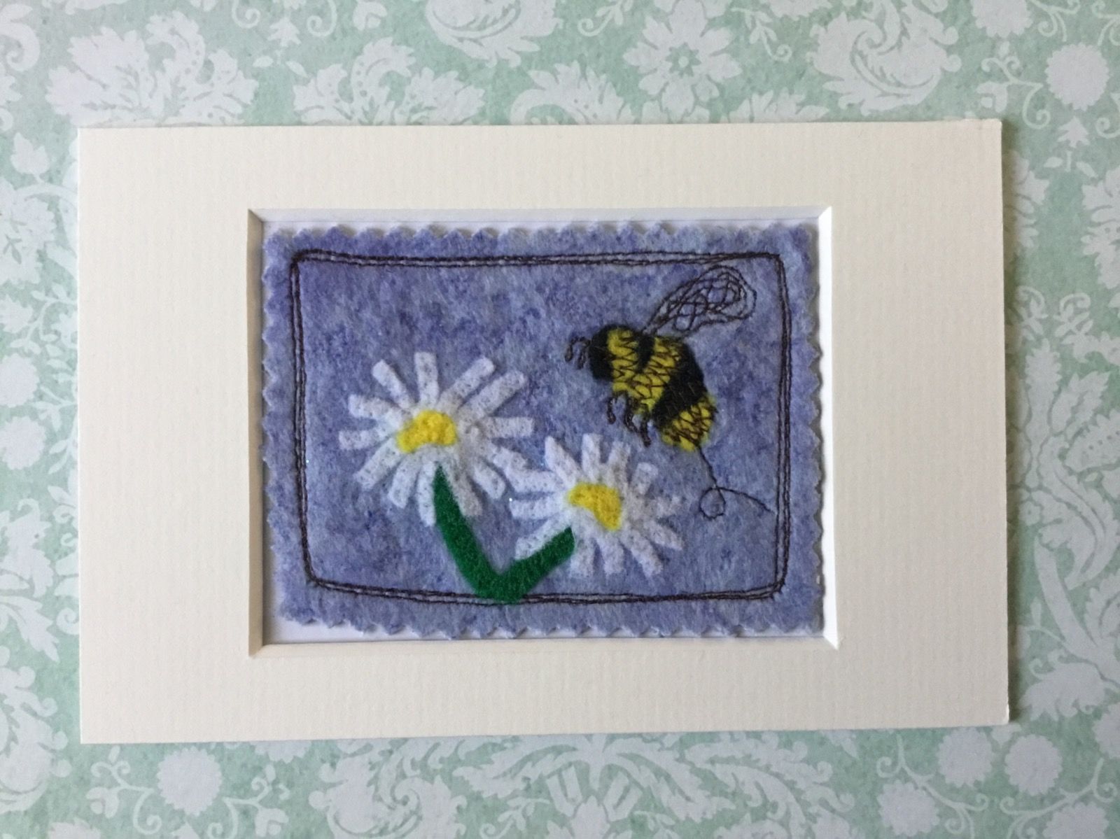 Bee and Daisy Mixed Media ACEO