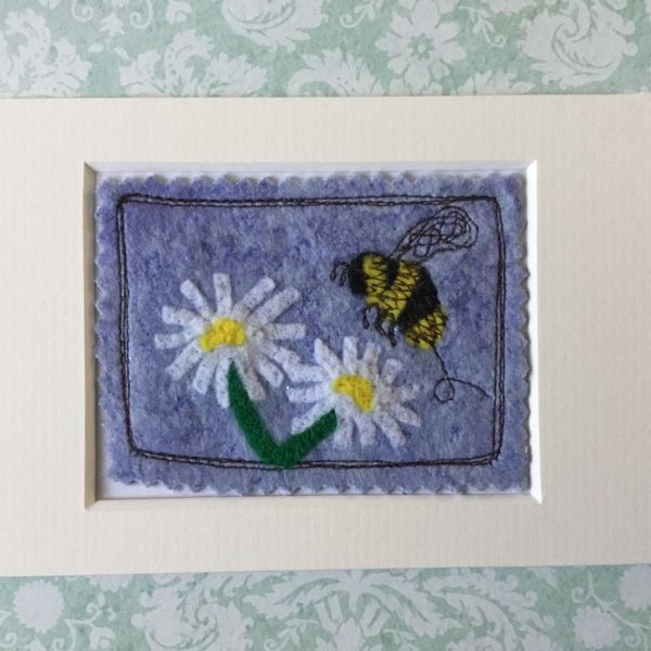 Bee and Daisy Mixed Media ACEO