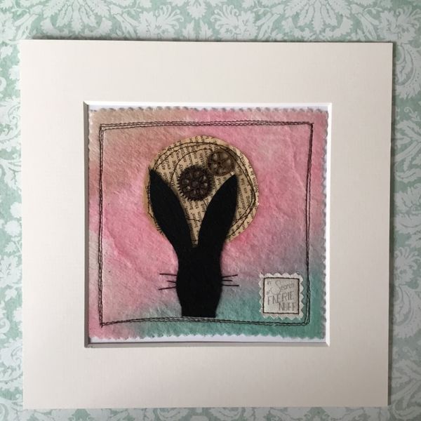 Mixed Media Hare Silhouette