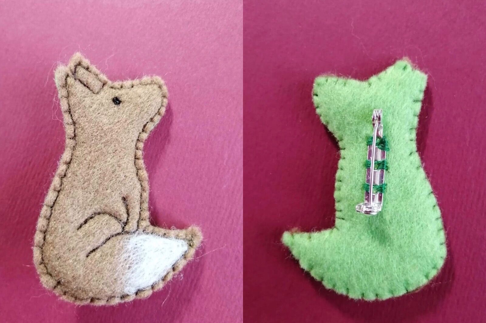 Brown/green Fox Brooch