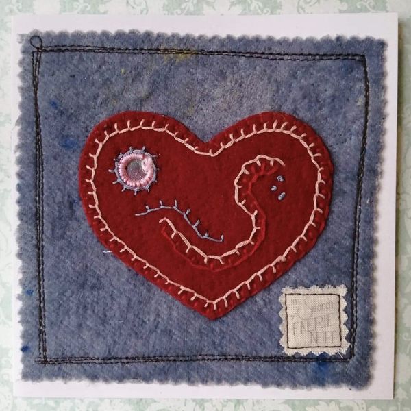 Mixed Media Heart Greetings Card (Red)