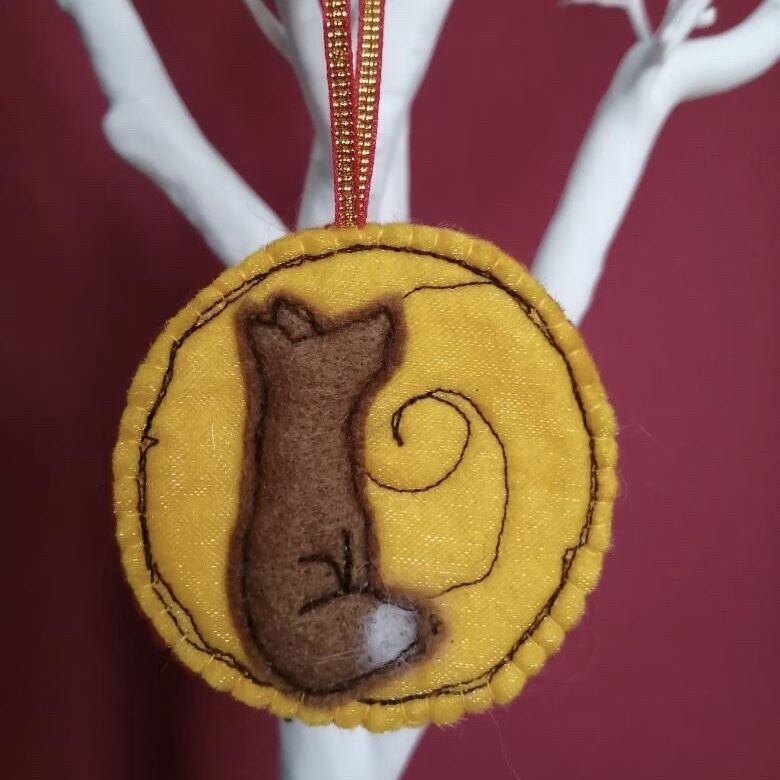Hanging fox and moon decoration
