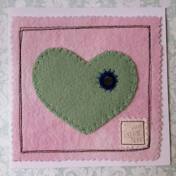 Mixed Media Heart Card (Green)