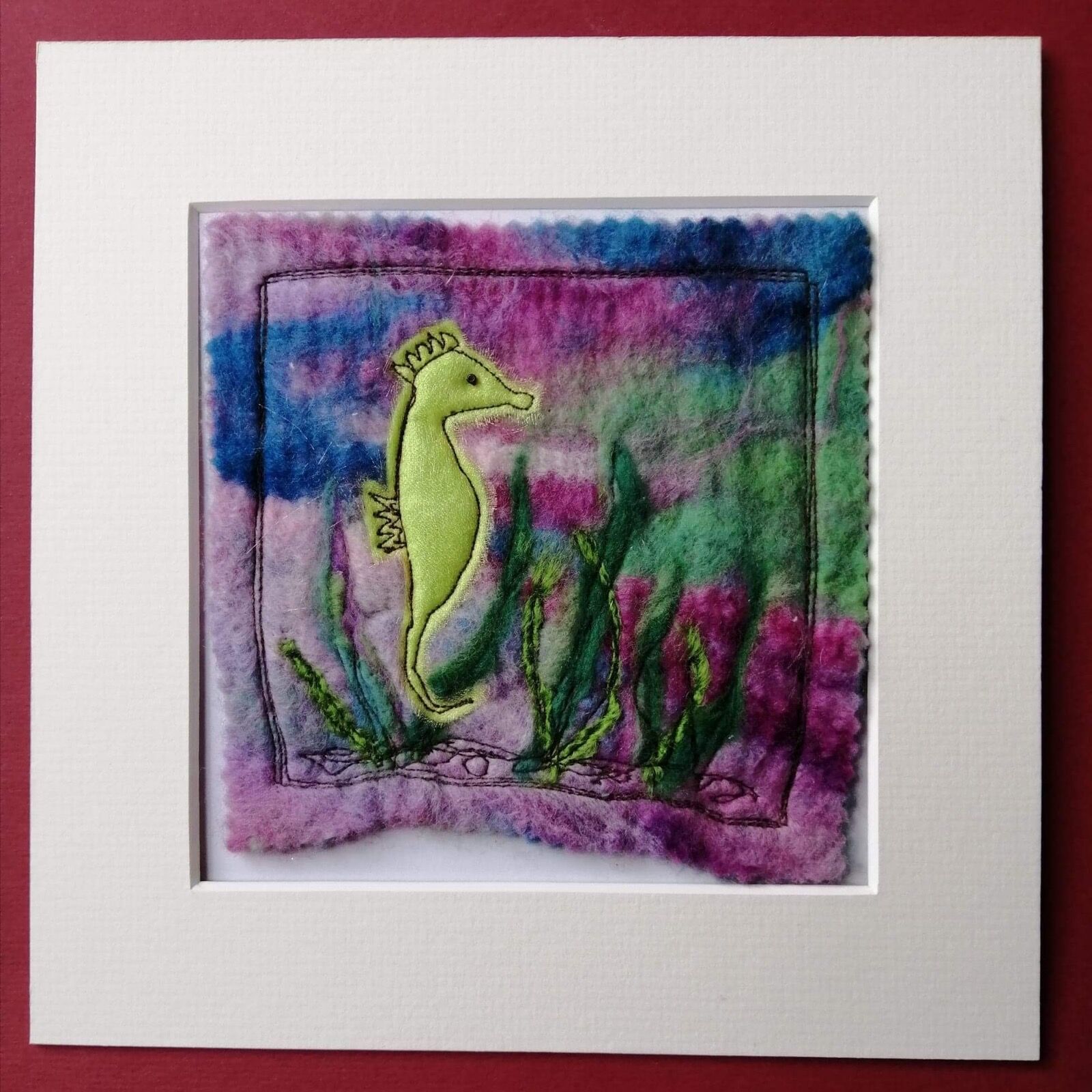 Mixed media seahorse picture