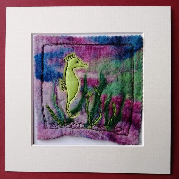 Mixed media seahorse picture