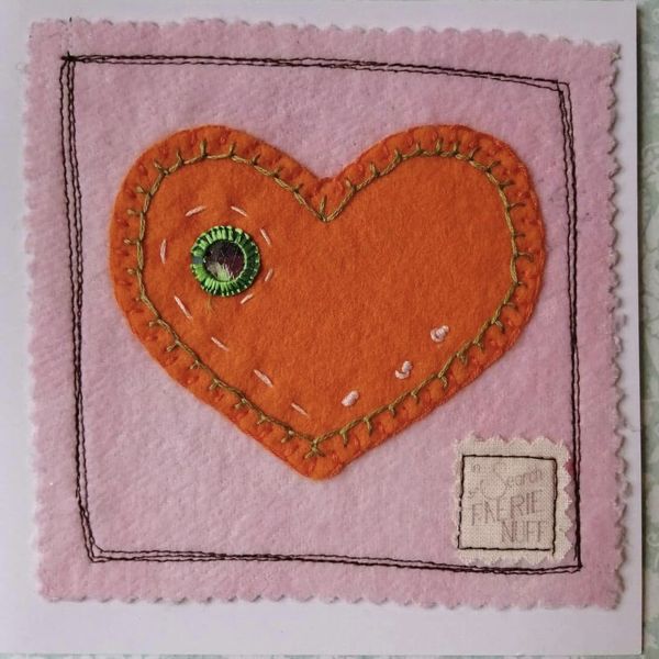 Mixed Media Heart Card (Orange)