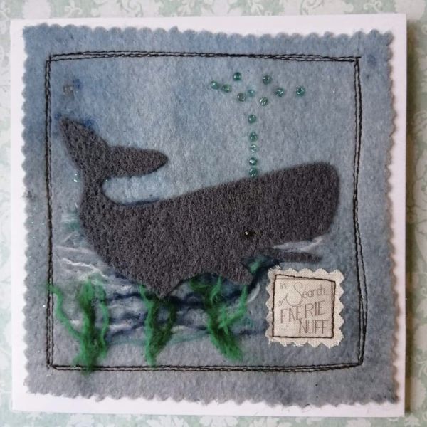 Mixed Media Whale Greetings Card