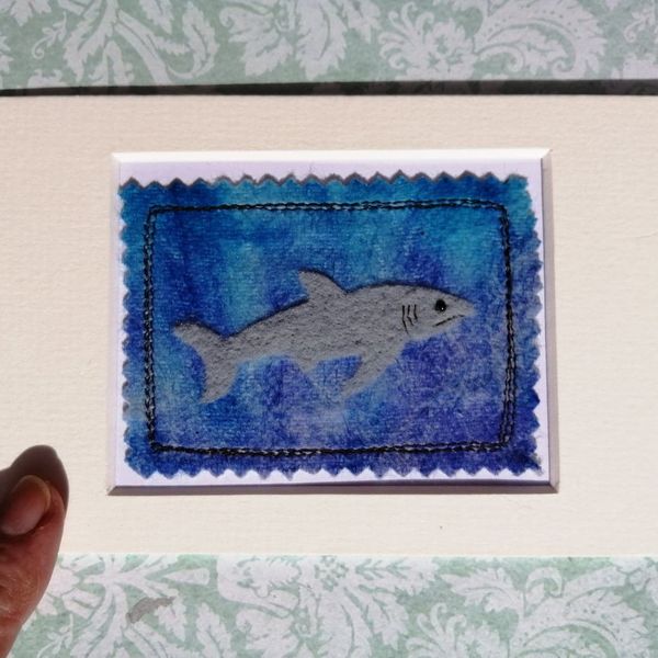 Mixed media shark ACEO