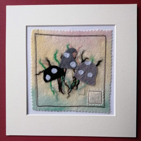 Monochrome mixed media mushroom picture