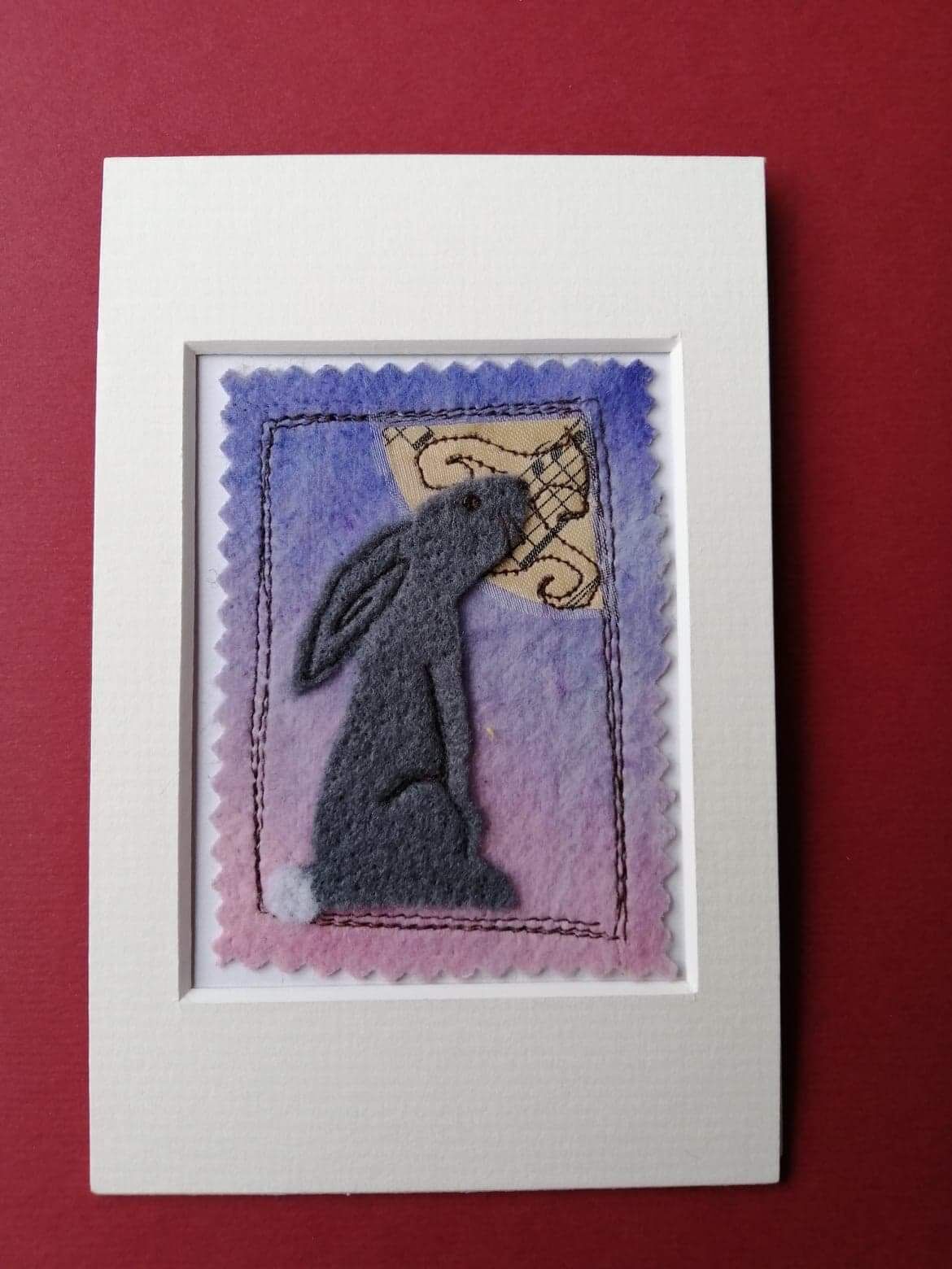 Mixed media hare and moon picture