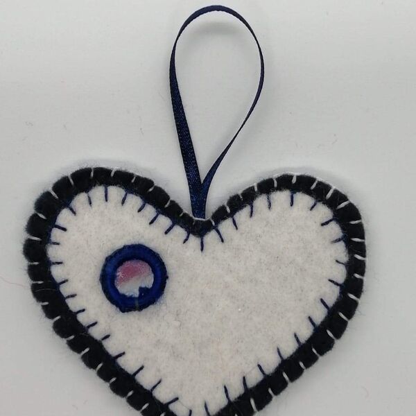 White hanging heart