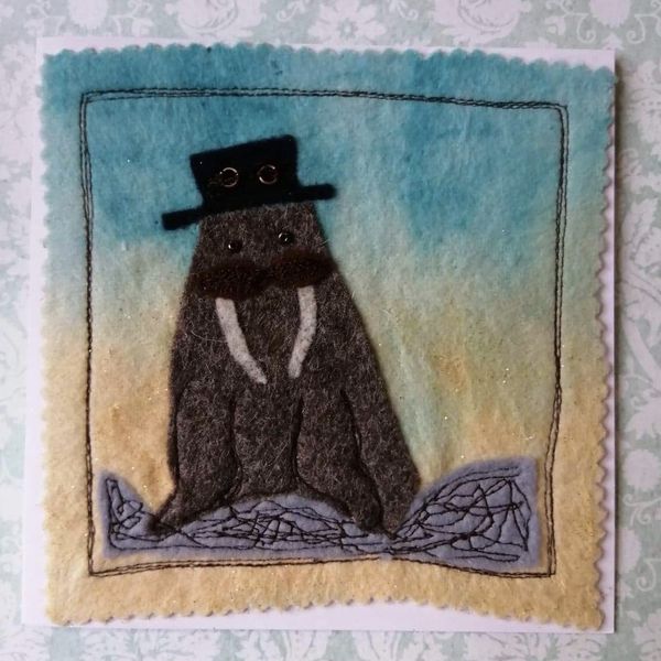 Mixed Media Walrus Card (Goggles)