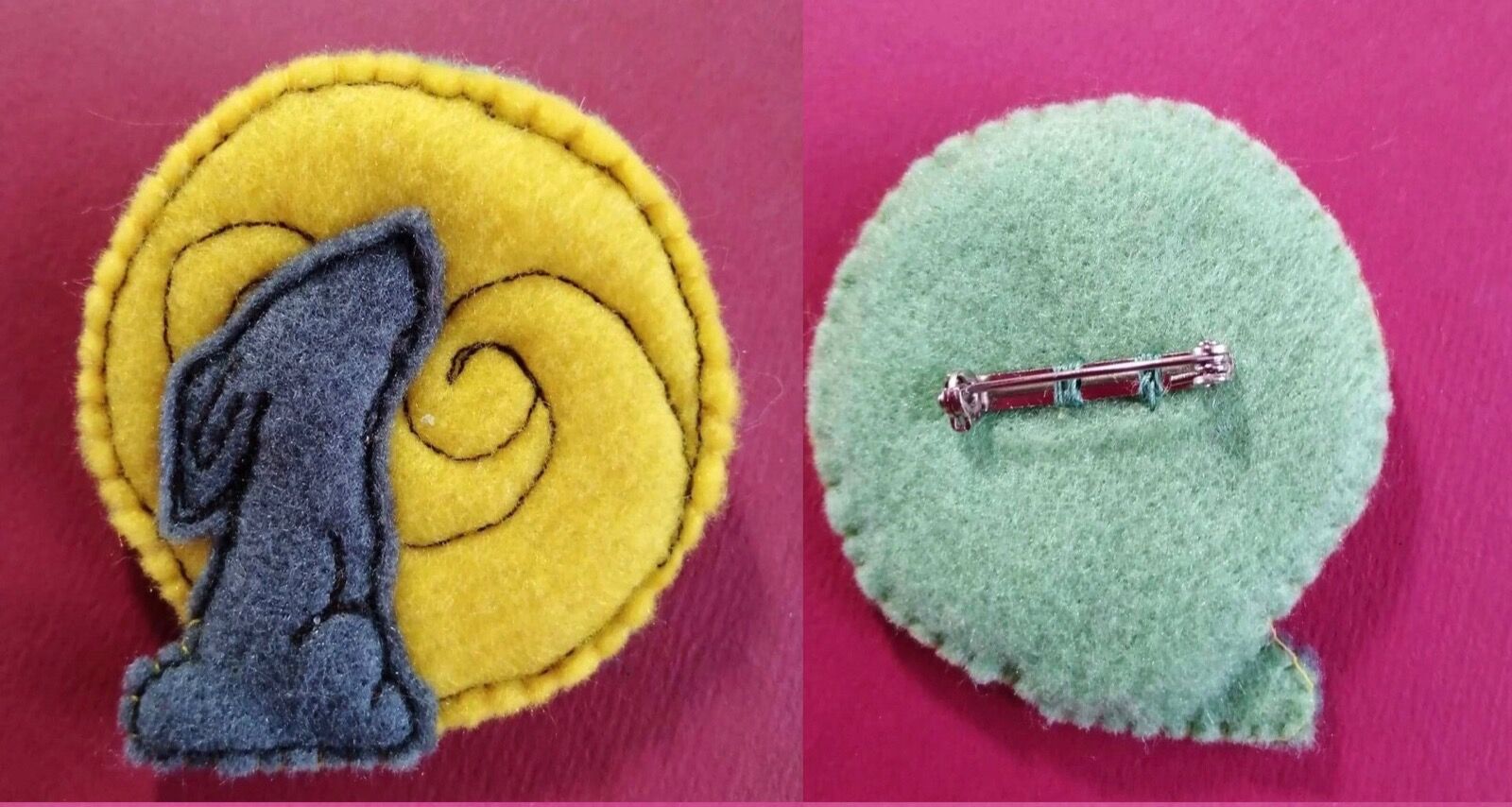 Moon gazey hare brooch (yellow)