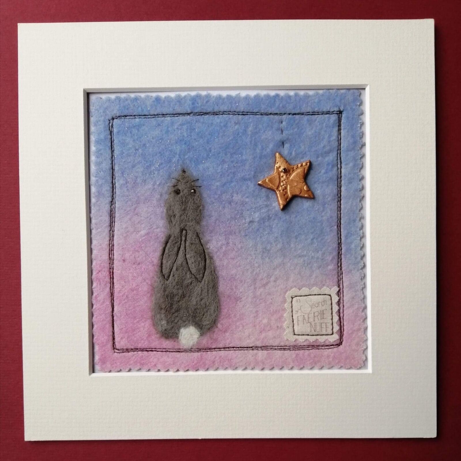 Little grey hare mixed media picture