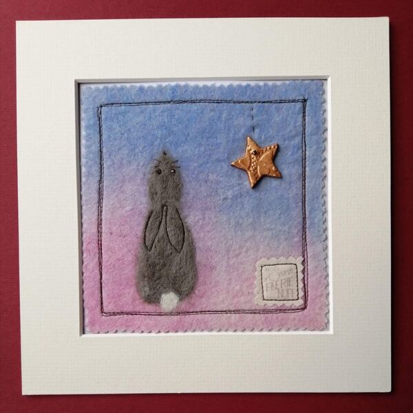 Little grey hare mixed media picture