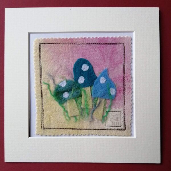Shades of Blue Toadstools Mixed Media Picture