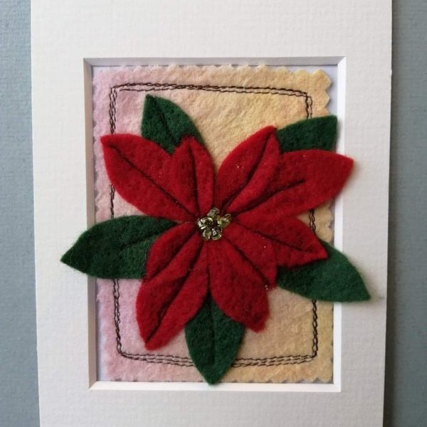 Mixed media Poinsettia ACEO