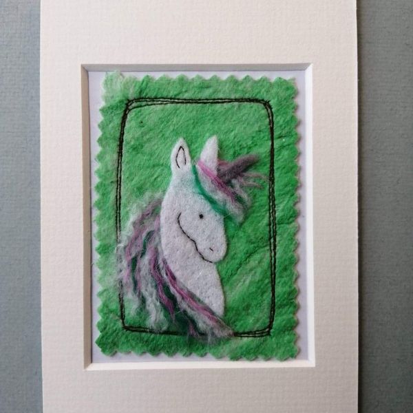 Mixed media Unicorn ACEO