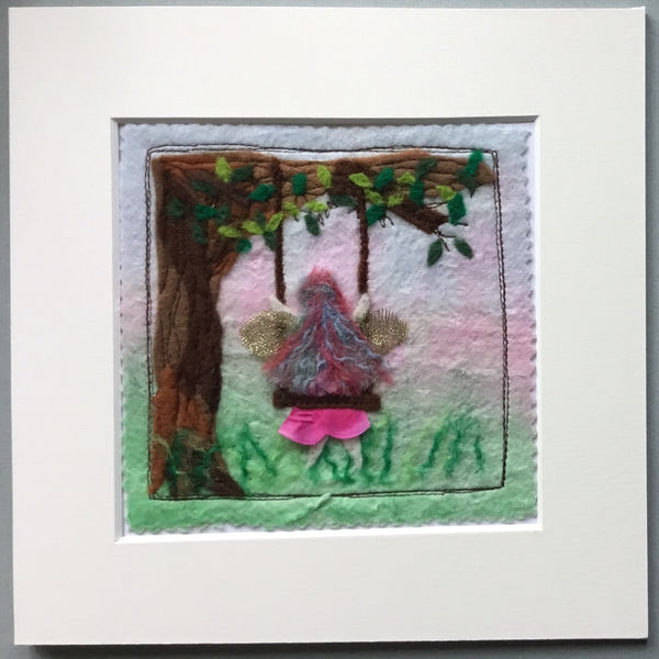 Faerie on a swing mixed media picture