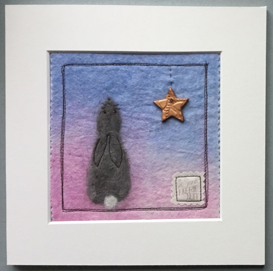 Little grey hare mixed media picture