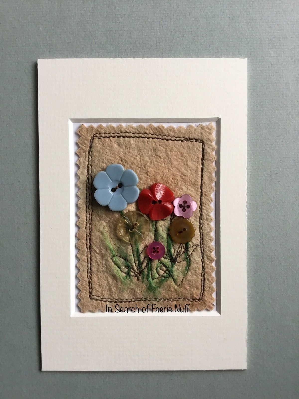 Mixed media button flower ACEO