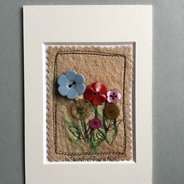 Mixed media button flower ACEO