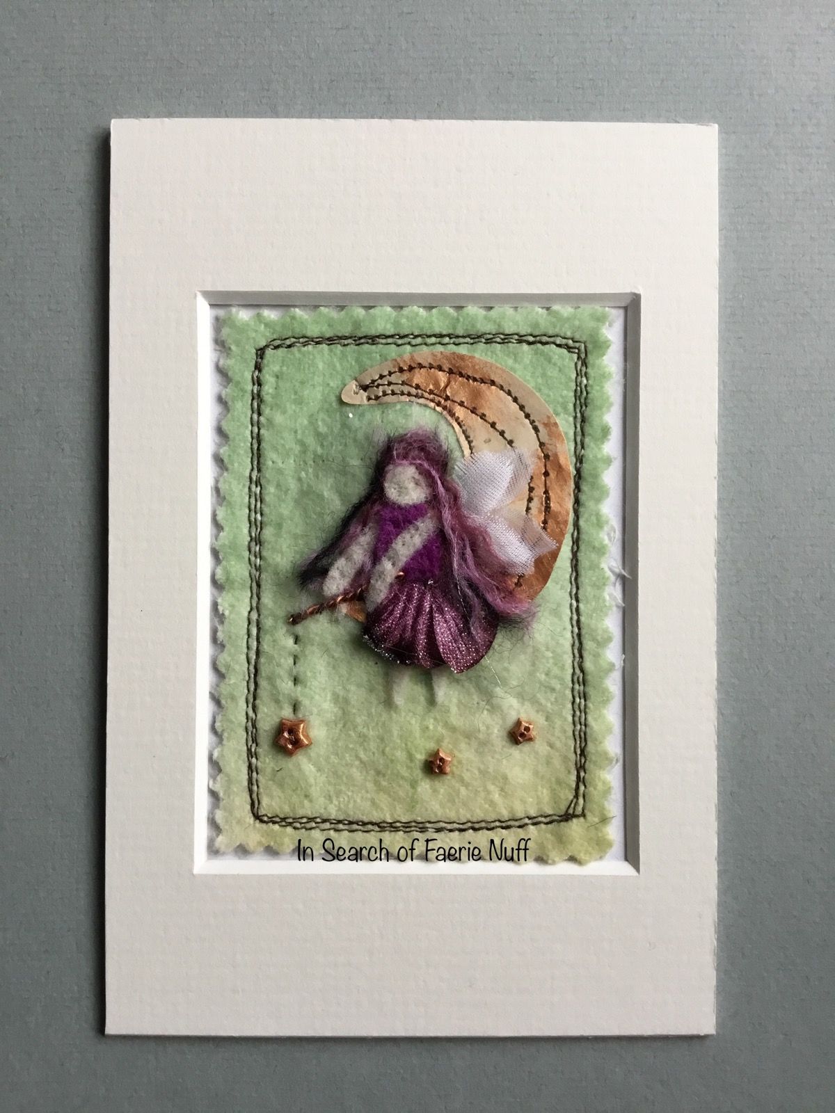 Mixed media Faerie fishing for stars ACEO