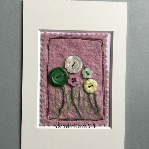 Mixed media button flower ACEO
