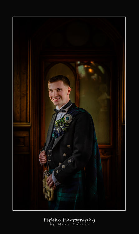 Groom pre ceremony in the RNI Chapel, Inverness.