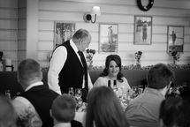 Gordon-Castle-Moray-Wedding-Photographer-08 Bride and Groom during there speeches. Emotional moment.
