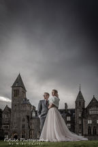 Highland_Club_Fort_Augustus_Weddings_01 Bride and groom in front of the Highland Club, Fort Augustus