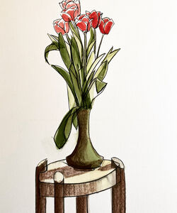 Tulips in a Cobridge vase