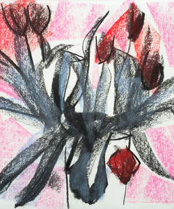 Tulips Charcoal and soft pastel