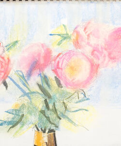 Peonies Charcoal and soft pastel.