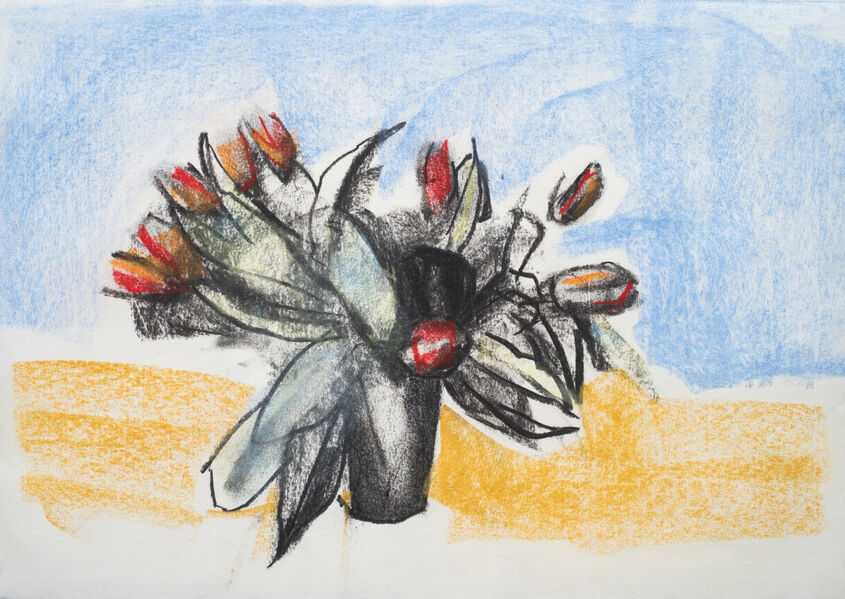 Tulips Charcoal and soft pastel