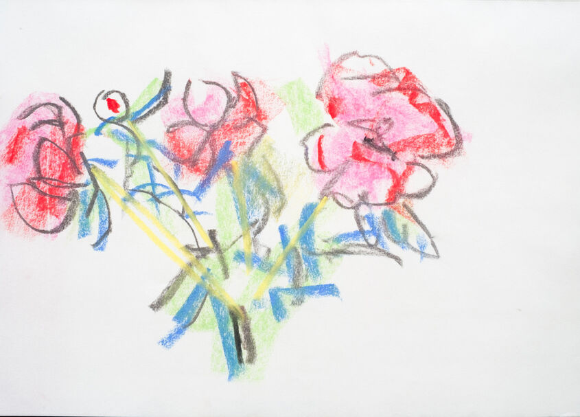Peonies Charcoal and soft pastel.