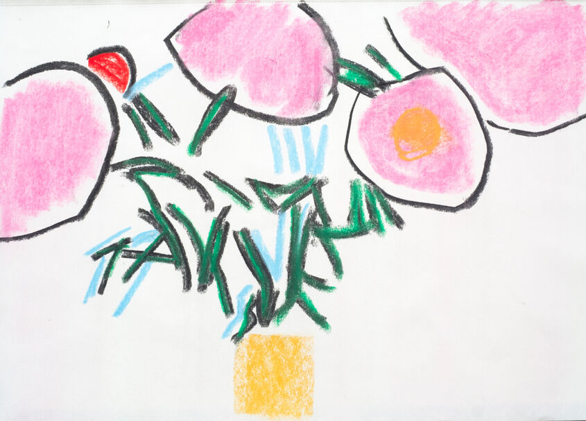 Peonies Charcoal and soft pastel.