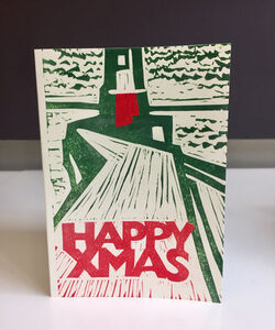 Berwick lighthouse in green and red.