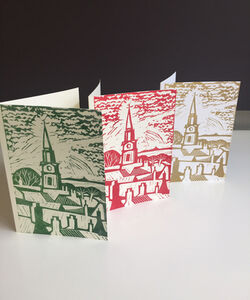 Berwick-upon-Tweed in red, deep green and ochre.
