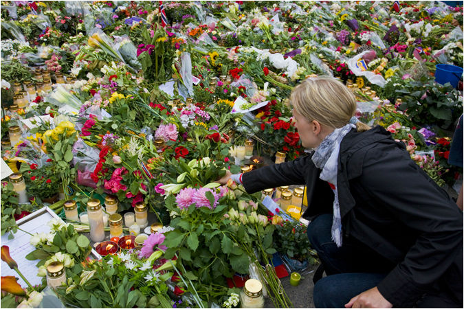 Memorial flowers in Oslo
