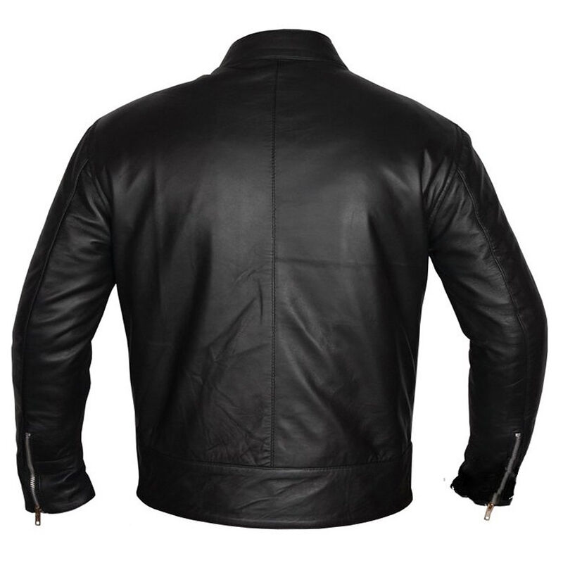 Cafe Racer Retro Style Striped Leather Jacket