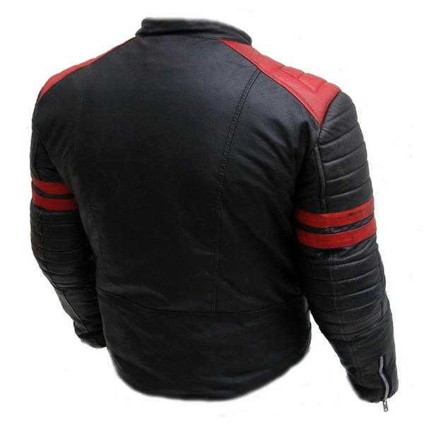 Cafe Racer Retro Style Striped Leather Jacket