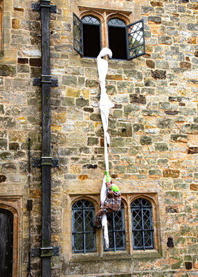 Mr. Toad escaping from an upstairs exhibition.