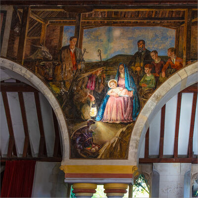 Painting north side of the Nave.